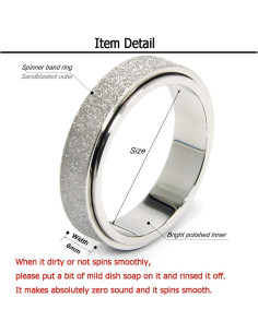 Anillo Giratorio Antiestrés Afftiny para Mujeres Plata Talla 7 2