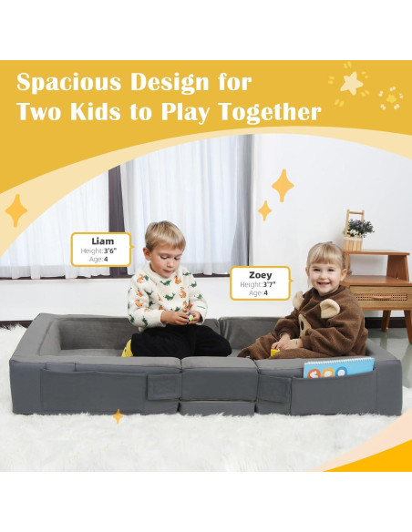 Cama de Viaje Enitya para Niños 18 Meses a 4 Años - Gris