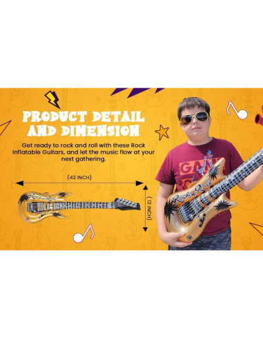 Guitarras Inflables de Rock Zugar Land 106.68 cm Oro y Plata