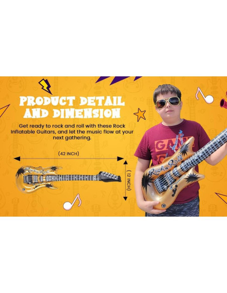 Guitarras Inflables de Rock Zugar Land 106.68 cm Oro y Plata