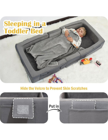 Cama de Viaje Enitya para Niños 18 Meses a 4 Años - Gris