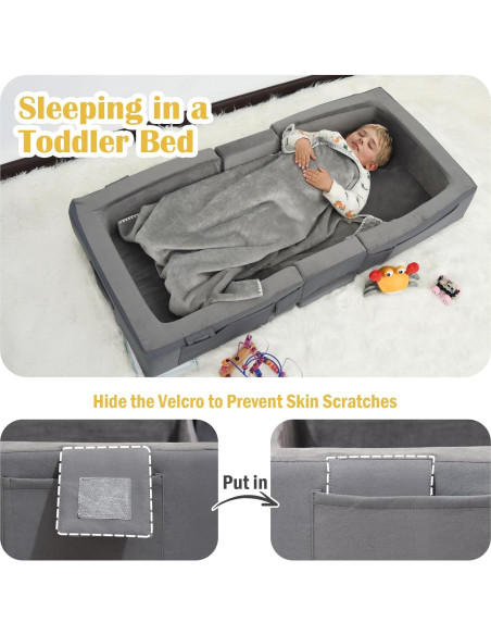 Cama de Viaje Enitya para Niños 18 Meses a 4 Años - Gris