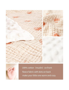 Manta para Bebés Konssy 76x102 cm Algodón Muselina Suave 2