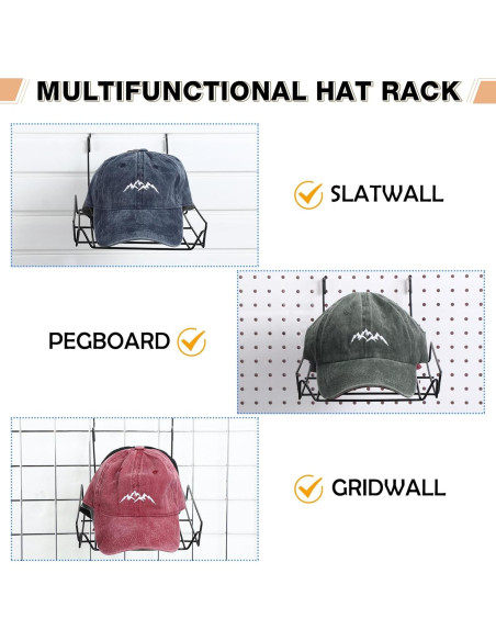 Soporte de Sombreros de Metal Yaocom - 6 Piezas, Negro, 35.1x21.6cm