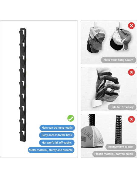 Organizador de Sombreros Mkono, Juego de 2 Soportes Pared, 18 Sombreros