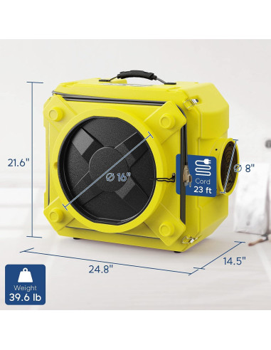 Limpiador de Aire HEPA AlorAir 550 Amarillo 3 Etapas