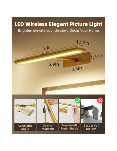 Luz de Imagen LED EZVALO 40.6cm Recargable Dimmable Dorada