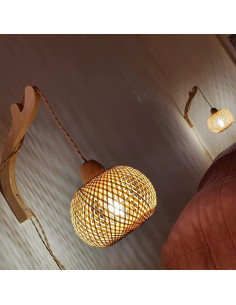 Apliques de Pared Boho Frideko de Bambú con Enchufe - Juego de 2 2