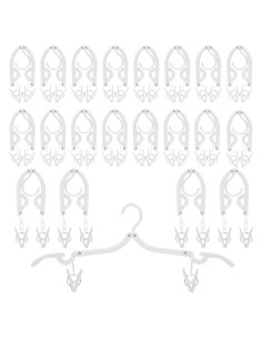 20 Perchas de Viaje Plegables Toyosport con 40 Clips Antiviento