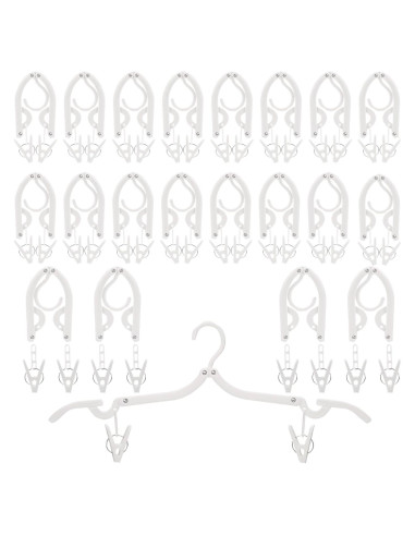 20 Perchas de Viaje Plegables Toyosport con 40 Clips Antiviento