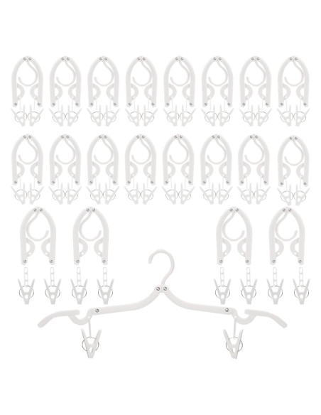 20 Perchas de Viaje Plegables Toyosport con 40 Clips Antiviento