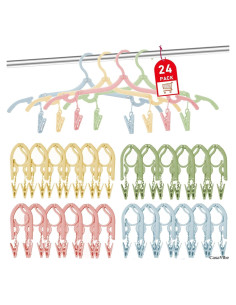 24 Perchas de Viaje CasaVibe con Clips Plegables Antideslizantes
