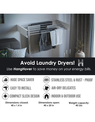 Perchero Plegable de Secado TCO ADVENTURES 40" Acero Inoxidable