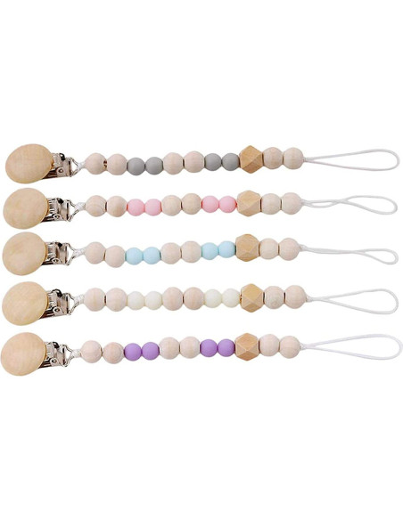 30 Clips de Madera Natural para Chupetes y Joyería Vankcp