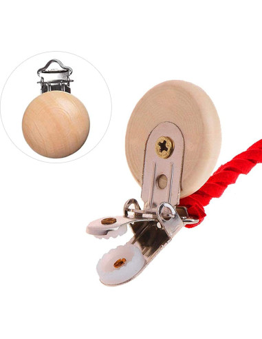 30 Clips de Madera Natural para Chupetes y Joyería Vankcp