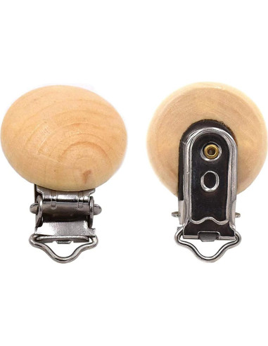 30 Clips de Madera Natural para Chupetes y Joyería Vankcp