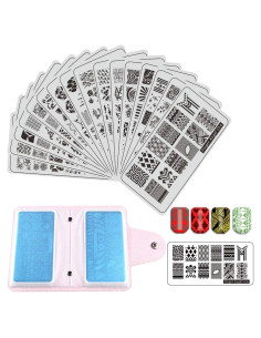 Juego de estampado de uñas 21 piezas HaiQiang - 16 placas 6x12cm