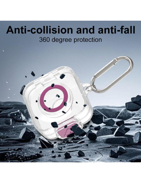 Funda Protectora TPU para Cargador Oura Ring Gen 4 con Llavero Morado