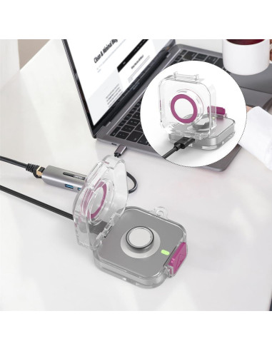 Funda Protectora TPU para Cargador Oura Ring Gen 4 con Llavero Morado