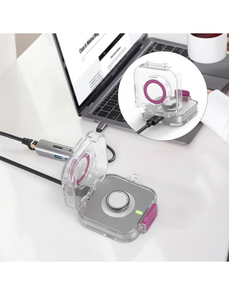 Funda Protectora TPU para Cargador Oura Ring Gen 4 con Llavero Morado