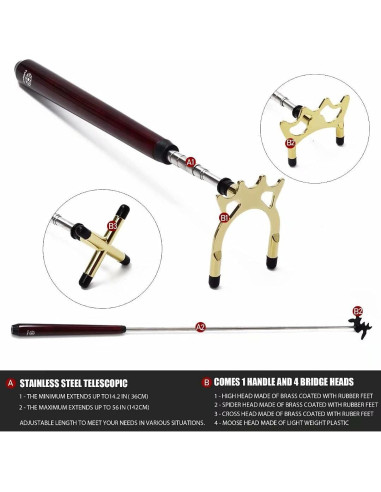 Puente de Billar Retráctil Collapsar con 4 Cabezas de Metal