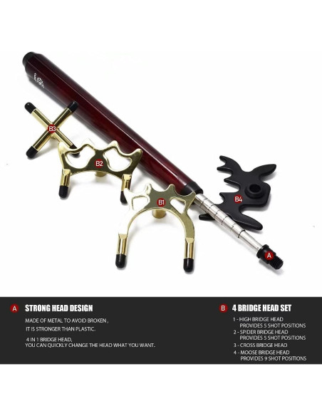 Puente de Billar Retráctil Collapsar con 4 Cabezas de Metal