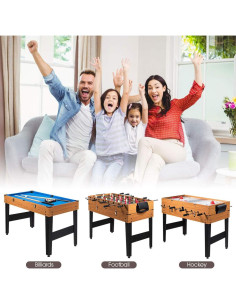 Mesa de Juegos 3-en-1 Giantex 122x58x83 cm - Foosball, Billar, Hockey 2
