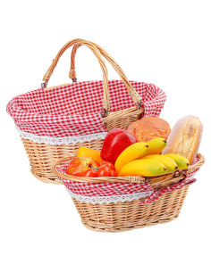 Cestas de Mimbre Natural Geytetqi - 2 Piezas 36.1x29.9x17 cm