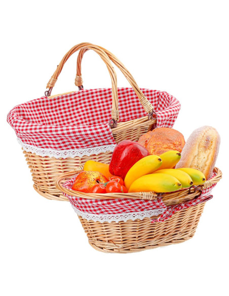 Cestas de Mimbre Natural Geytetqi - 2 Piezas 36.1x29.9x17 cm