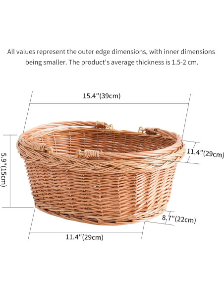 Cesta de Picnic de Mimbre Longero 29x39 cm Amarillo Rústico