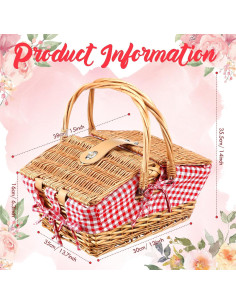 Cesta de Picnic de Mimbre Tiangrid para 2 Personas 42.9x34cm 2