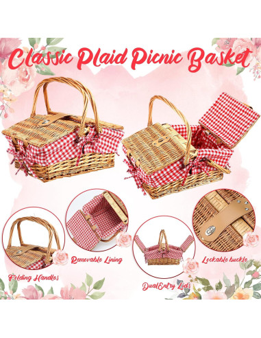Cesta de Picnic de Mimbre Tiangrid para 2 Personas 42.9x34cm