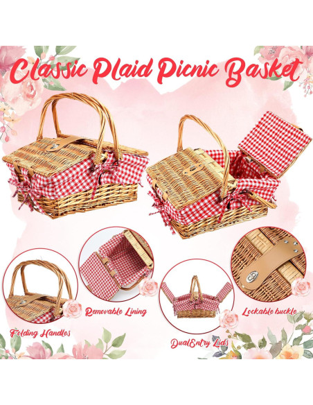 Cesta de Picnic de Mimbre Tiangrid para 2 Personas 42.9x34cm