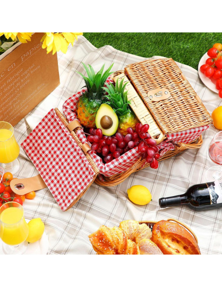 Cesta de Picnic de Mimbre Tiangrid para 2 Personas 42.9x34cm