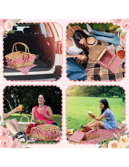 Cesta de Picnic de Mimbre Tiangrid para 2 Personas 42.9x34cm