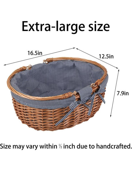 Cesta de Picnic de Mimbre UoeRing Gris 20.3x31.8x20.1cm