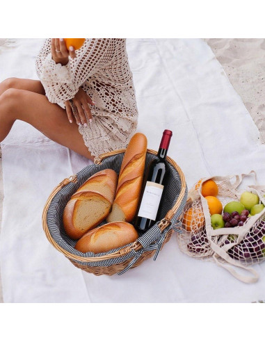 Cesta de Picnic de Mimbre UoeRing Gris 20.3x31.8x20.1cm