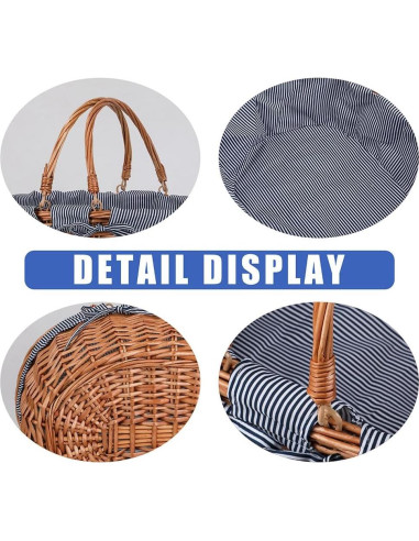 Cesta de Picnic de Mimbre UoeRing Gris 20.3x31.8x20.1cm