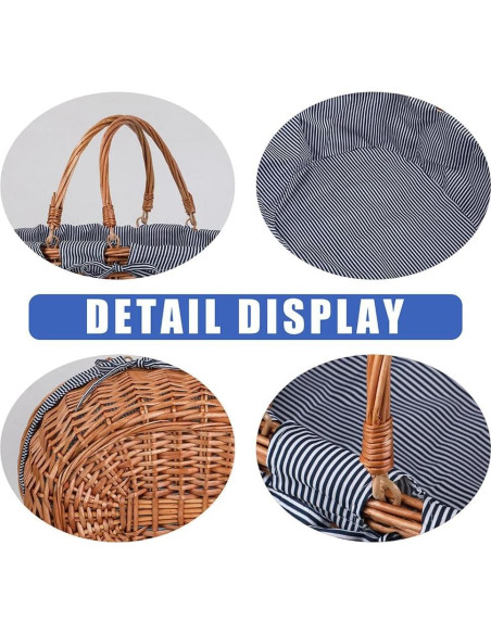 Cesta de Picnic de Mimbre UoeRing Gris 20.3x31.8x20.1cm