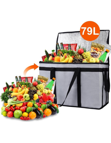 Bolsa Térmica Aislada Bodaon 3XL para Entrega de Comida Gris