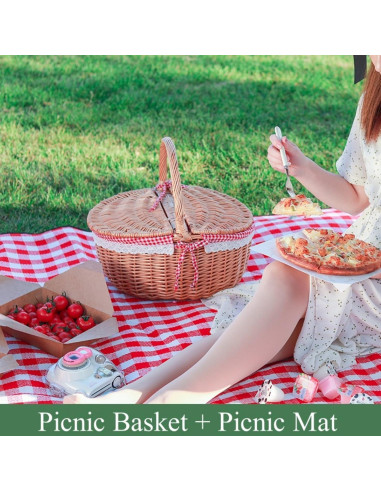 Cesta de Picnic de Mimbre Vintage CiCixixi 35x25x17 cm