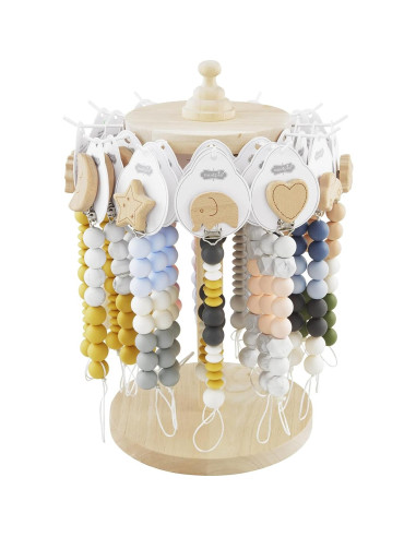 Clip de Chupete de Madera y Silicona Gris Mud Pie - 22.23 cm