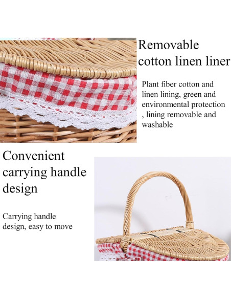 Cesta de Picnic de Mimbre Vintage CiCixixi 35x25x17 cm