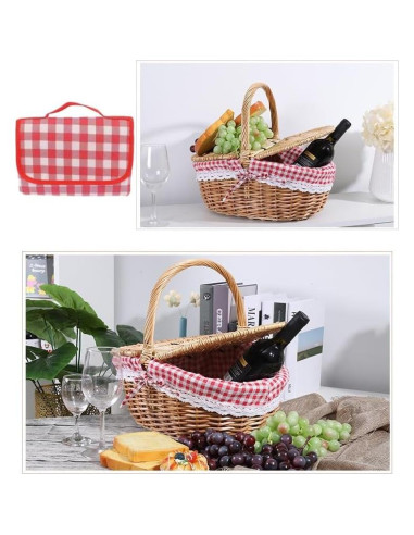 Cesta de Picnic de Mimbre Vintage CiCixixi 35x25x17 cm