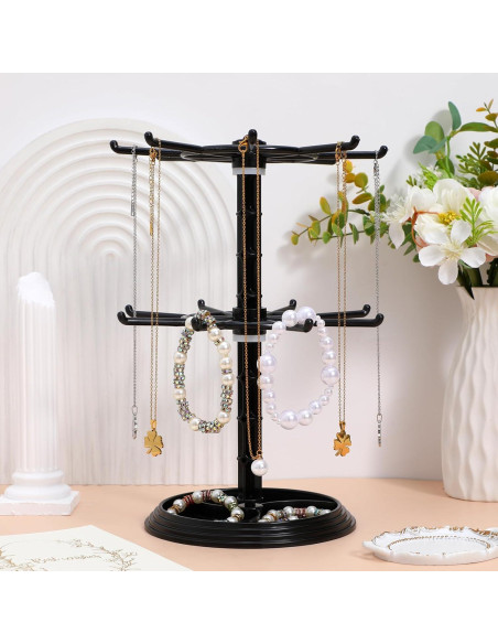 Soporte de Joyería Rotativo AOKWAWALIY Negro 30x20.5cm