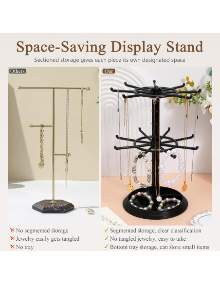 Soporte de Joyería Rotativo AOKWAWALIY Negro 30x20.5cm