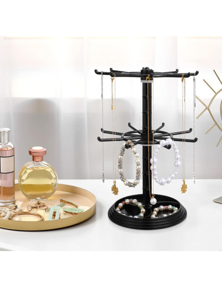 Soporte de Joyería Rotativo AOKWAWALIY Negro 30x20.5cm