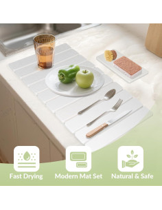Alfombrilla de Secado de Platos KAWRYDI 2PCS Diatomácea Blanca 2