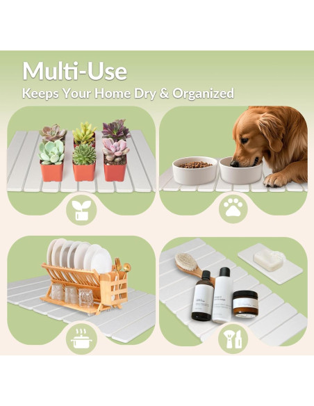 Alfombrilla de Secado de Platos KAWRYDI 2PCS Diatomácea Blanca