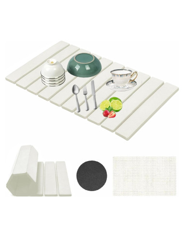 Alfombrilla de Secado de Platos Diatomita LYkotama 60x40cm Blanca
